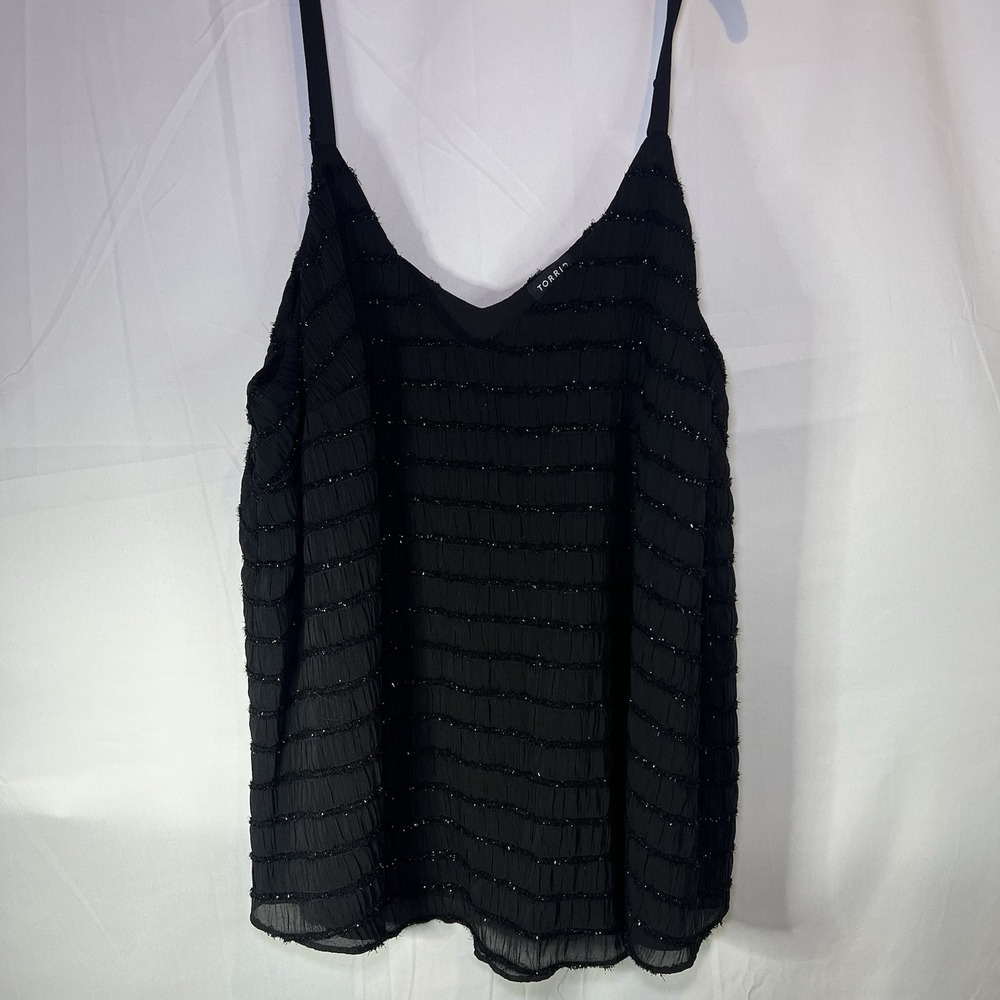 Torrid Black Size 0‎ Textured Sparkly Strappy Swing Tank Top Textured Adjustable